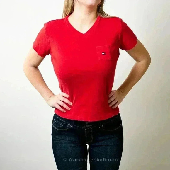 Vintage 90s Tommy Hilfiger Cropped Baby Tee - L - Picture 1 of 5